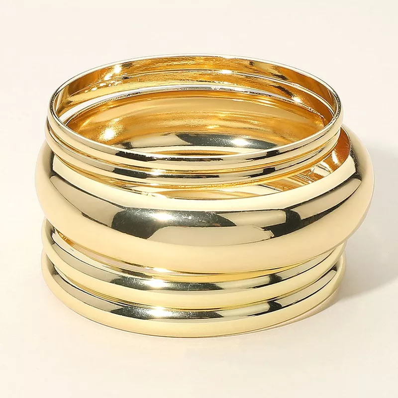 5PCS - Metal Multi Layered Bangle Bracelets Gold gold