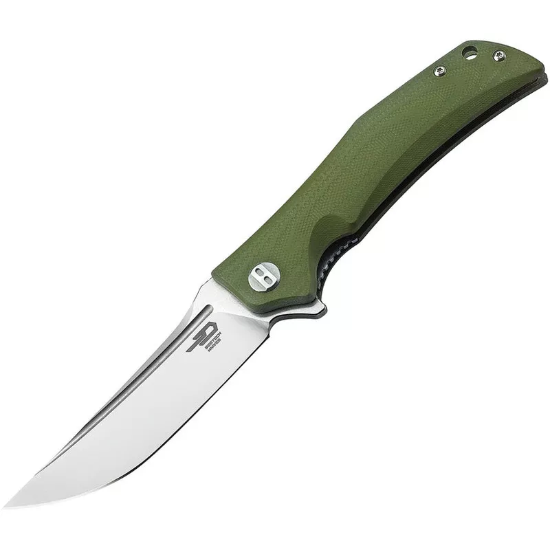 Bestech Scimitar G10 Linerlock Green Handle Folding Clip Point Blade Knife G05B1