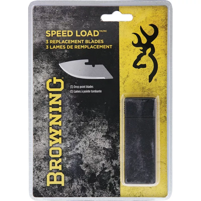 Browning Pack of 3 Speed Load Linerlock Knife Replacement Drop Pt Blades 0115D