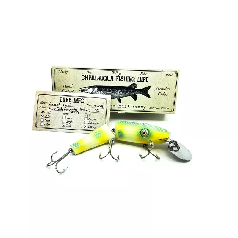 Chautauqua Jointed Creek Chub Lure in Glowfish (Glow in the Dark) PREMIUM Color