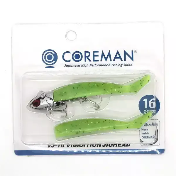 Coreman Worm VJ-16 Vibration Jig Head 048 Silver Head/Panic Green