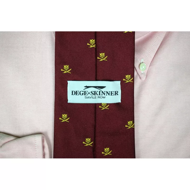"Dege & Skinner Savile Row Fox Mask Burgundy Silk Club Tie"