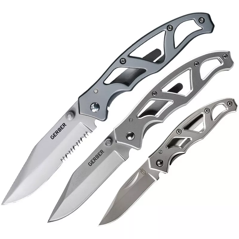 Gerber Paraframe 3pc Combo Skeletonized Stainless Folding Pocket Knife Set 4141