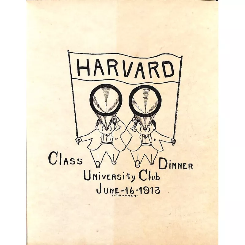 "Harvard University Club Class Dinner" June 16 1913 (SOLD)