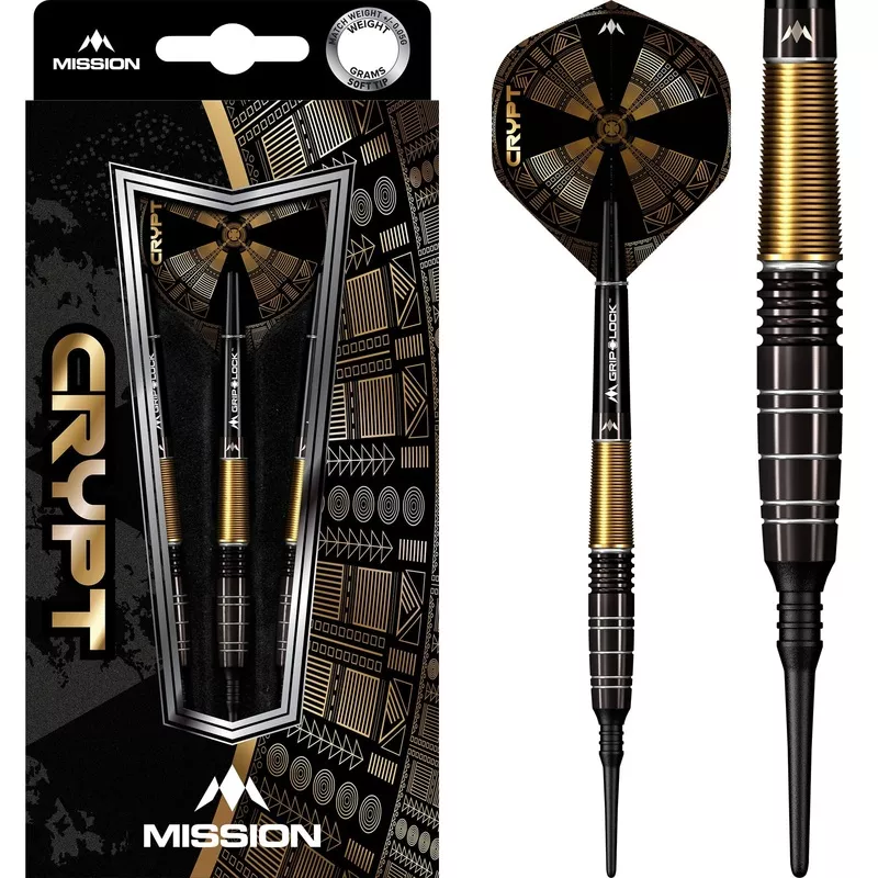 Mission Crypt Darts - Soft Tip - M1 - Black & Gold