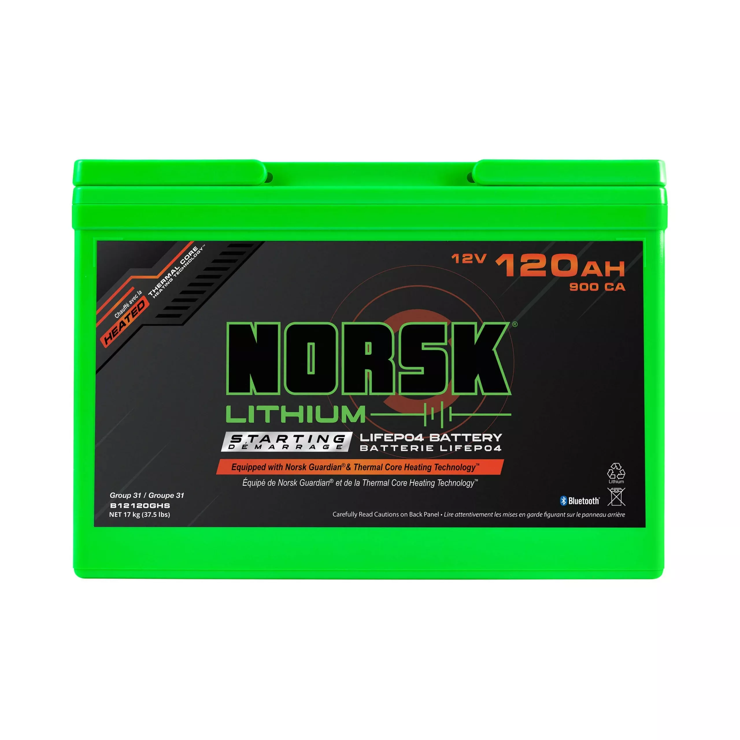 Norsk 12V 120AH Heated Lithium Cranking Battery