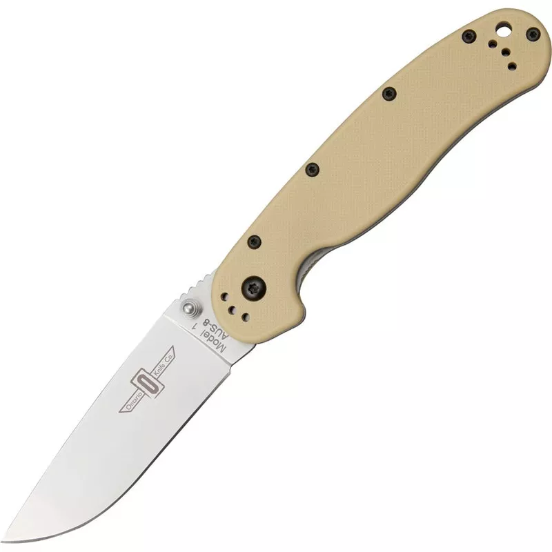 Ontario RAT 1 Linerlock Stainless Folding Blade Desert Tan Handle Knife 8848DT