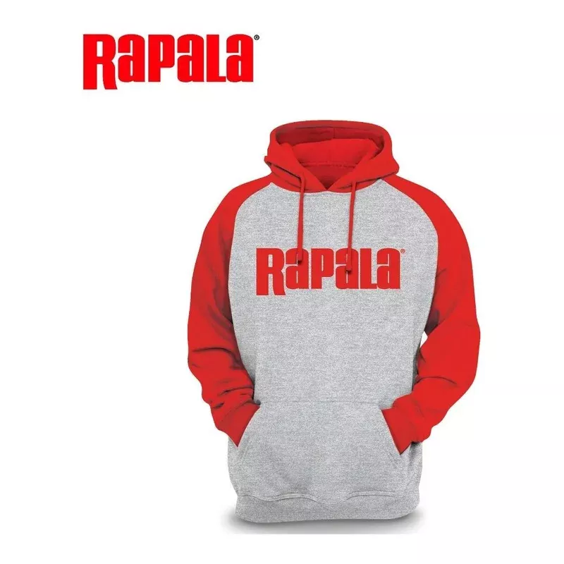 Rapala Hooded 100% Cotton Sweatshirt Size Large Grey Red