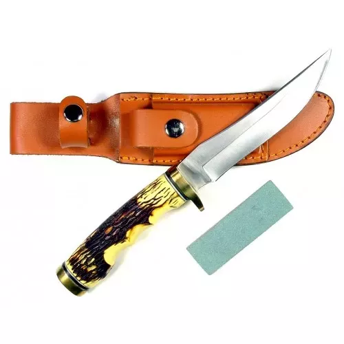 RUKO DEER HORN HANDLE HUNTING KNIFE 9-3/8″ BLADE