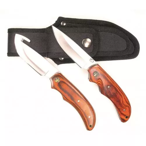 RUKO DELUXE 2-PC PAKKAWOOD HANDLE GUT HOOK KNIFE SET