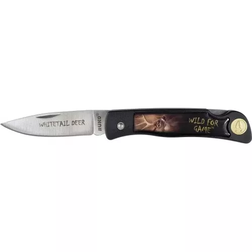 RUKO WILD FOR GAME DEER IMAGE FOLDING KNIFE 3-1/2″